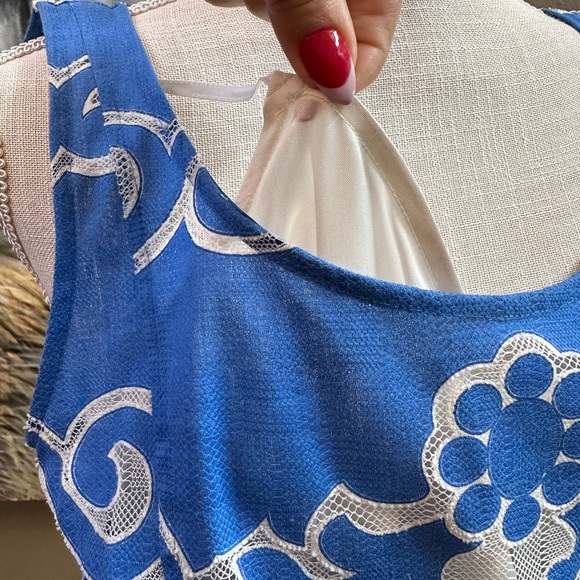 Tracey Reese by Anthropologie blue white eyelet dress sleeveless NWT sz 12 - Picture 11 of 17
